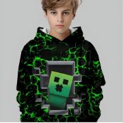 Boys' Pixel-Style 3D Printed Hooded Sweatshirt
