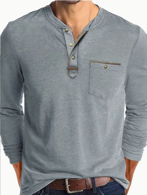 Plus Size Men's Casual Button-Up Round Neck T-Shirt