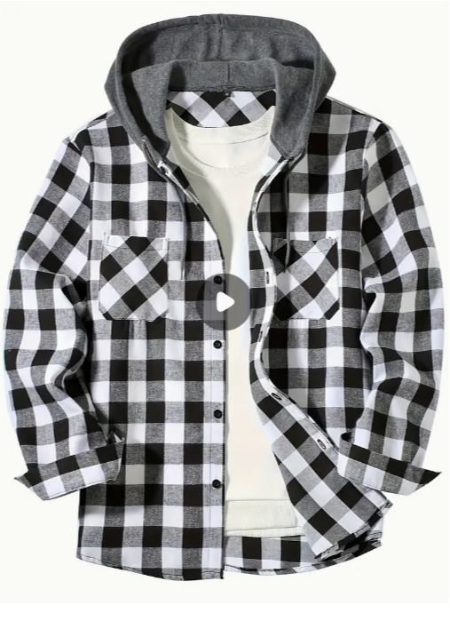 Men’s Plus Size Hooded Shirt Jacket