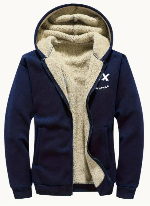 Men'S Oversized Hooded Fleece Jacket with Full-Zip Closure
