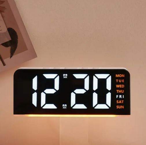 Digital LED Alarm Clock – USB Powered, Silent Operation, Stylish Black Plastic Frame