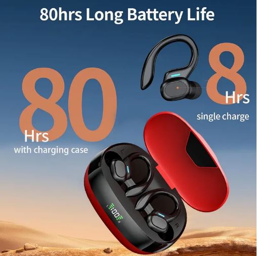 LIFEBEE True Wireless Earbuds – TWS In-Ear Headphones with Mic, ENC Noise Cancellation, Touch Control, Sports Earhooks & LED Charging Case