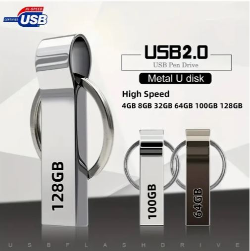 USB Flash Drive 4GB–128GB – High-Speed USB 2.0, Durable Metal Keychain, Compatible with Phones, Laptops & Tablets