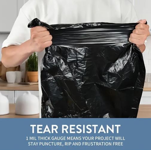 100 Black Portable Trash Bags – Heavy-Duty, Multipurpose for Kitchen, Bathroom, Office, Living Room & Outdoor Use
