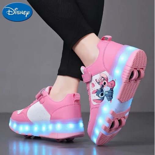 Disney 3D Luminous Roller Skates – USB Rechargeable Glow-in-the-Dark Cartoon Shoes